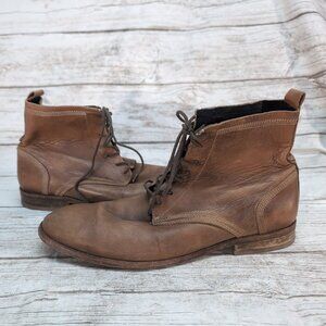 H by Hudson Brown Leather Swathmore Boots Men Size 44
